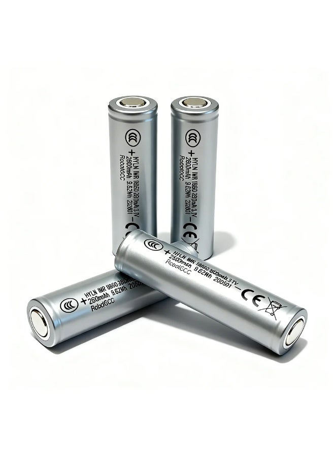 robotgcc 18650 Flat Top Rechargeable Li-ion Battery 3.7V 2600mAh Each (4 Pack) | IMR Lithium Ion Cells for Battery Packs, Robotics, Flashlights, DIY Electronics & Energy Storage Bundle - Image 1